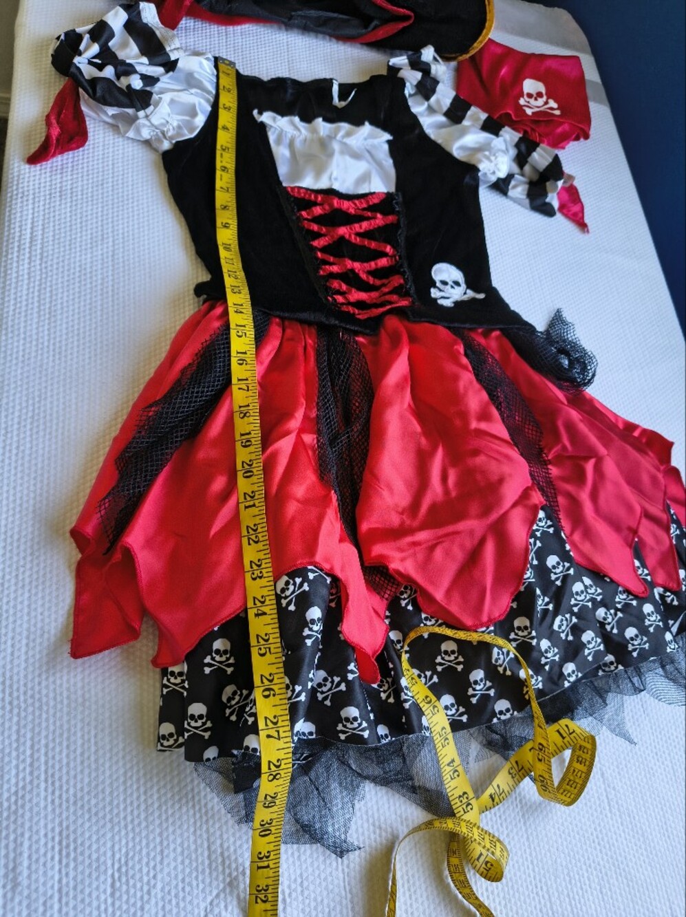 Girls Pirate Costume Dress Hat Set Size 12-14 Large Halloween Swashbuckler. - Picture 7 of 10